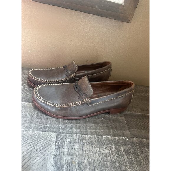 Men’s TRASK H.S. Trask Sawyer Knot Loafer in Brown Leather Handsewn 9.5 M - Picture 2 of 5